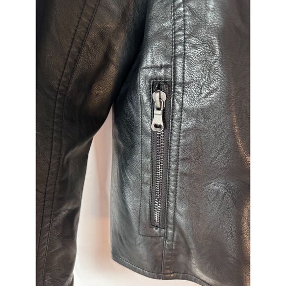 Paulo Solari Size M Black Faux Leather Moto Jacket - Picture 4 of 5